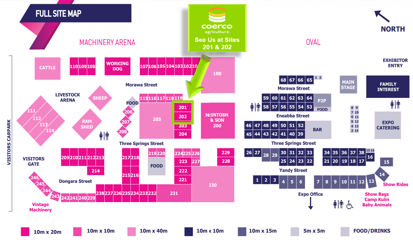 2018 Coerco Sites at Mingenew Expo Map