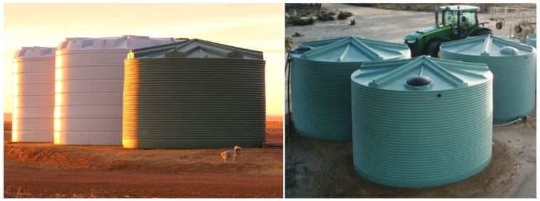 Coerco poly rainwater tanks placed on foundation