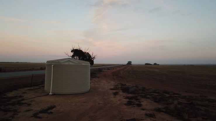 Coerco poly water tank strategically placed on field