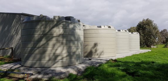 Coerco poly water tanks under the sun