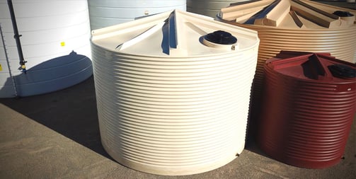 Different sizes of corrugated water tanks from Coerco