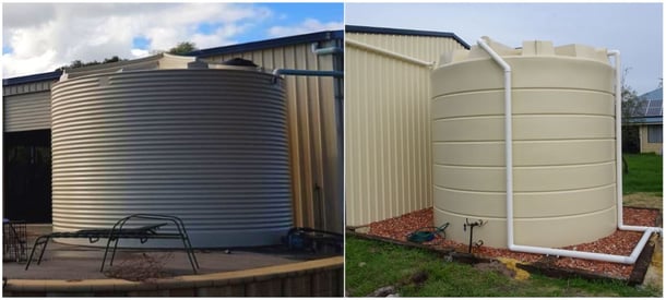 coerco poly rainwater tanks on different bases